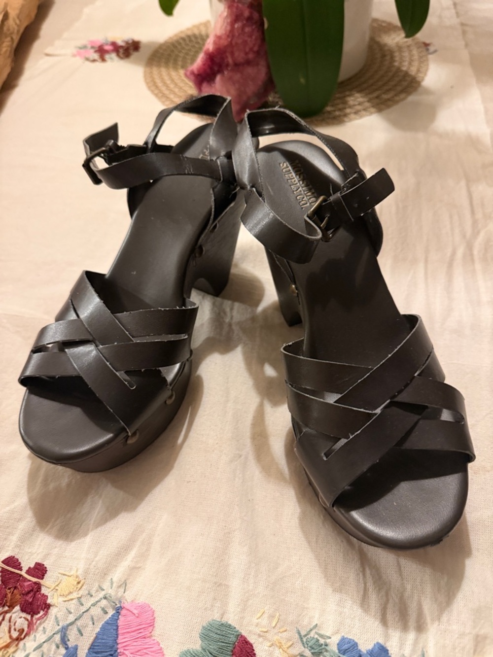 Mossimo Supply Co. Black Strappy Platform Heels